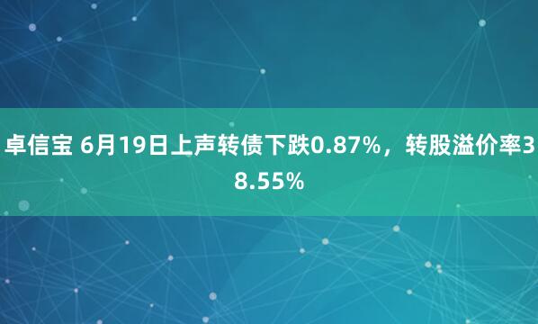 卓信宝 6月19日上声转债下跌0.87%，转股溢价率38.55%